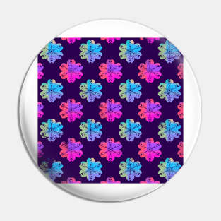 Purple Neon Floral Pattern Pin