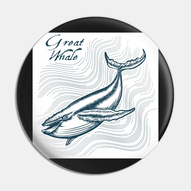 Great Whale in deep water. Engraving style. Only free font used. Pin by devaleta