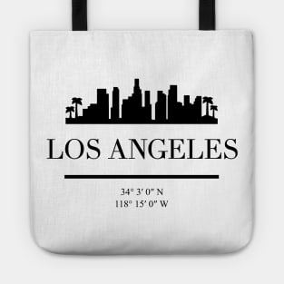 LOS ANGELES CALIFORNIA BLACK SILHOUETTE SKYLINE ART Tote