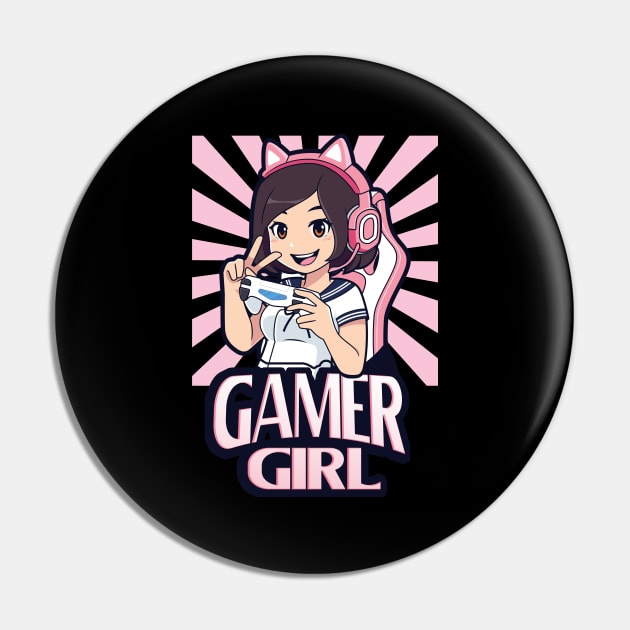 Anime Gamer Girl Gaming Girls Gift Pin by Foxxy Merch