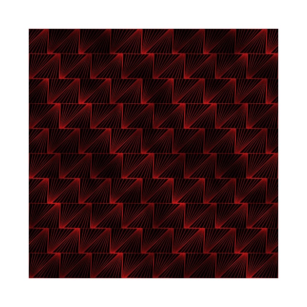 Diagonal Triangles in Black and Ruby Red Vintage Faux Foil Art Deco Vintage Foil Pattern by podartist