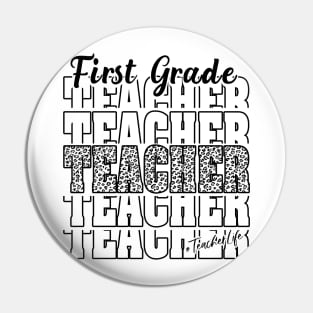 Funny First Grade Teacher School Matching Teaching Leopard Pin