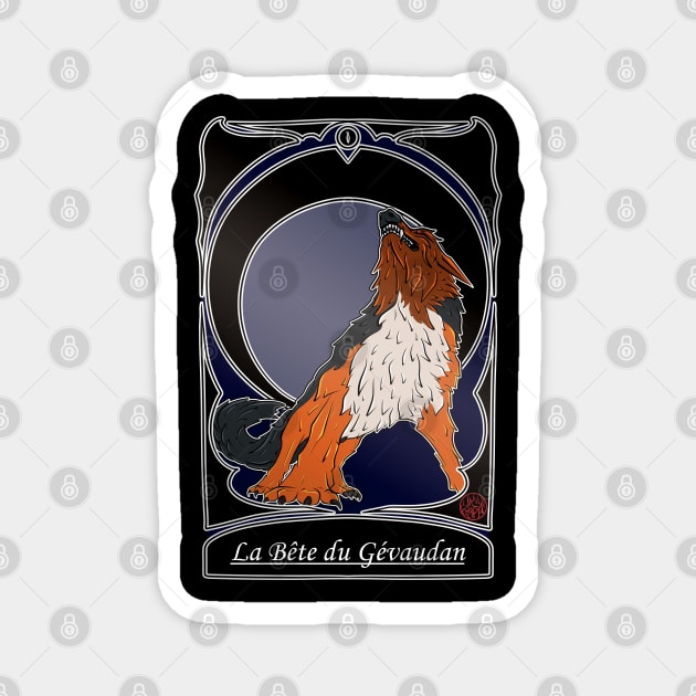 La Bete du Gevaudan - folklore Lozere Ardeche Magnet by Ukiyograph