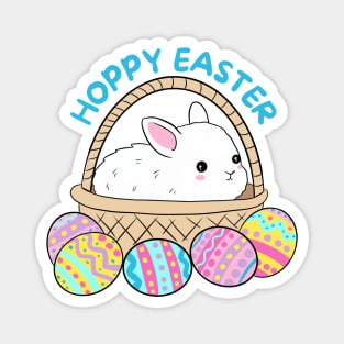 Hoppy easter cute easter bunny in a basket with easter eggs Magnet