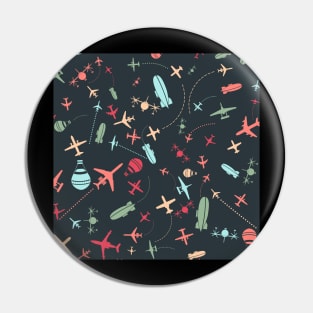 Black Airplane and Aviation Pattern Pin