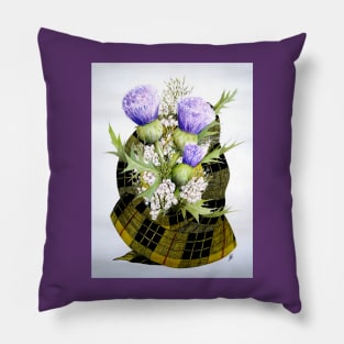 A Scottish Bouquet Watercolour Painting Pillow