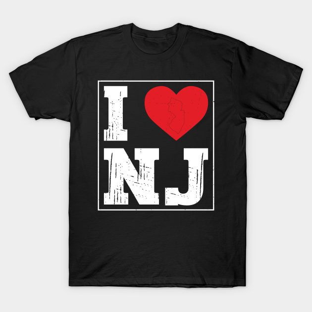 I Heart Love NJ New Jersey City Map Classic Vintage I Love NJ - New Jersey Lovers - T-Shirt