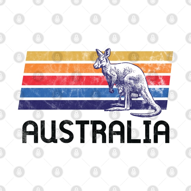 Australia Retro Vintage Flag Outback Kangaroo Mate Melbourne Open Map Animals by Shirtsurf