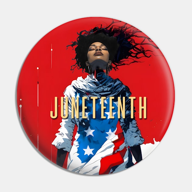 Juneteenth: Liberation and Unity on a Dark Background Pin by Puff Sumo