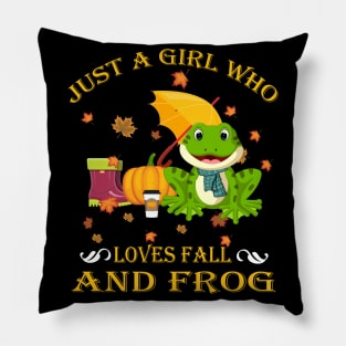 Just A Girl Who Loves Fall & Frog Funny Thanksgiving Gift Pillow