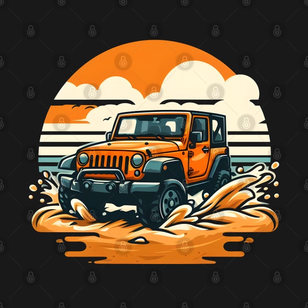 Jeep Wrangler Orange JK Beach by Syntheous