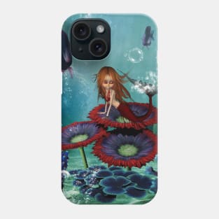 Cute mermaid in the deep ocean Phone Case