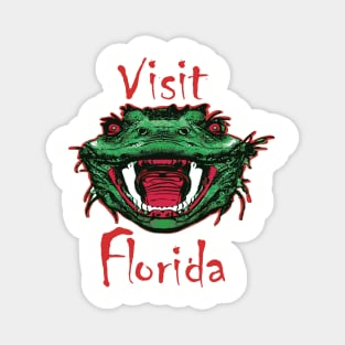Funny Florida Design Visit Florida Sarcastic Ugly Alligator Mascot Magnet