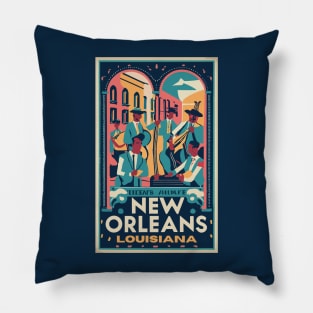 A Vintage Travel Art of New Orleans - Louisiana - US Pillow