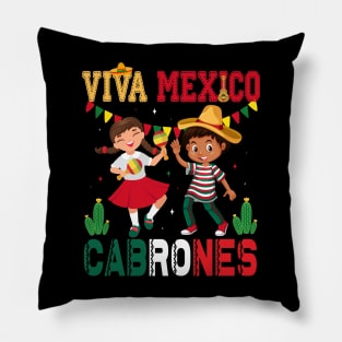 Viva Mexico Cabrones Cool Mexican Independence Day Men Women Pillow