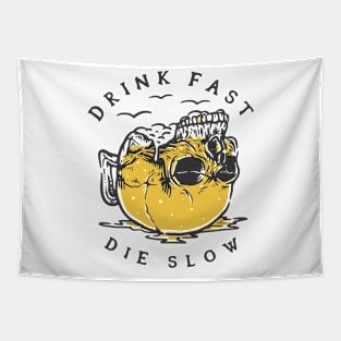 rock skull terror - drink fast die slow Tapestry