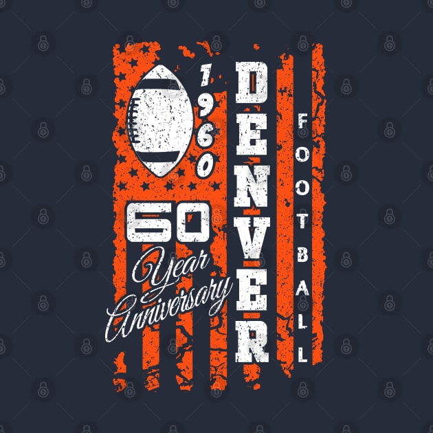 Classic Denver Football 60 Year Anniversary Vintage Flag by FFFM