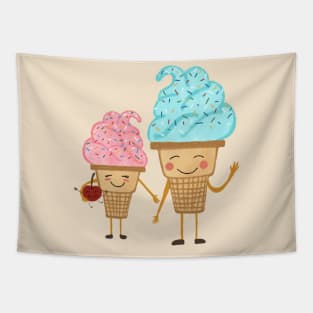 Cute blue and pink ice cream Tapestry