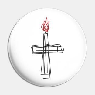 The cross of the Lord Jesus Christ and the flame of fire Pin