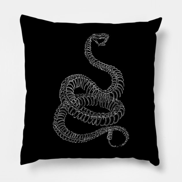 Rattlesnake Skeleton Pillow by tommartinart