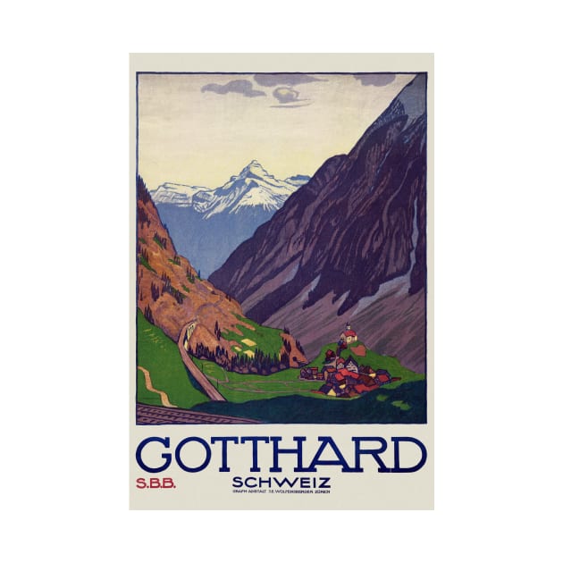 Gotthard Schweiz Switzerland Vintage Poster 1914 by vintagetreasure