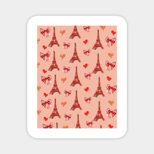 Girly Eiffel Tower Pattern in Watercolours Red Background Magnet