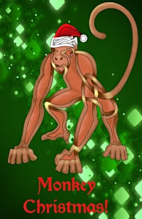 Monkey Christmas Magnet