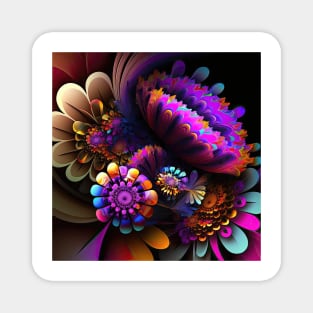 A Brightly Colored Fractal Bouquet of Flowers Magnet