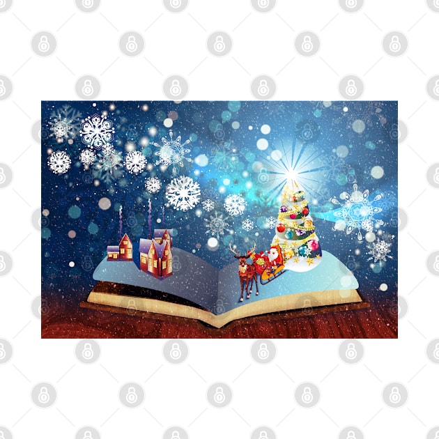 Santa riding sleigh magic book by AnnArtshock