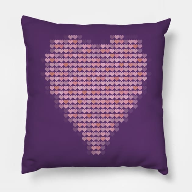 Daisy Pink Heart Filled with Hearts for Valentines Day Pillow by ellenhenryart