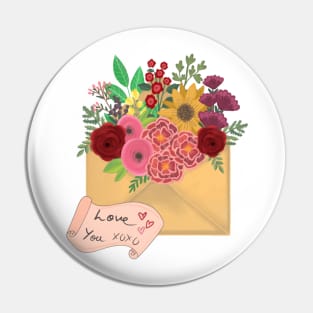 Love you floral mail Pin