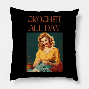 Retro Vintage Crochet All Day Pillow