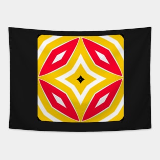 Yellow Red White Doodle Abstract Art Tapestry