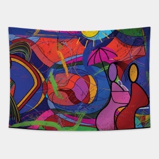 abstract art geometric shape of a couple in love. Tapestry