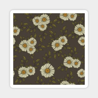 Daisy Flowers and Leaves Pattern Magnet