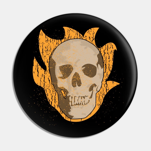 Flaming Skull Ghost Rider Vintage Pin by lucidghost