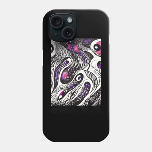 Spiral Galaxy Drawing Black Hearts Abstract Phone Case