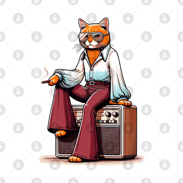 Smoking cat and a vintage radio by TimeWarpWildlife