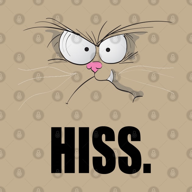 hiss, funny t-shirt cat design by Kerrycartoons