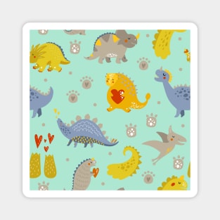 Fun Dinosaur Pattern Green Back to School Magnet