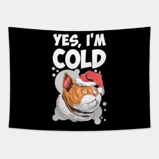 Yes I'm Cold Lazy Cat Face Cozy Chilly Days Tapestry