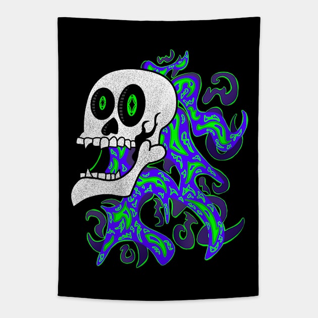 Screaming, Flying Skull Tapestry by mm92