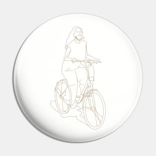 Women On Bicycle ( Line ) Pin