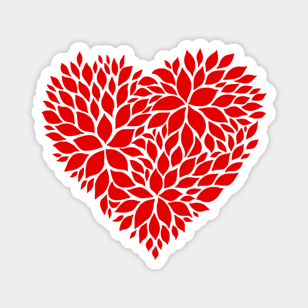 Red Floral Pattern Heart Magnet by Art by Deborah Camp