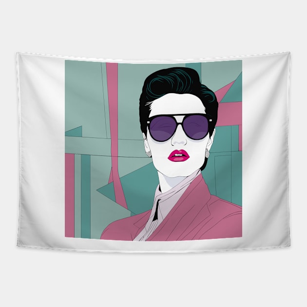 Pink Panache Art Deco 80s Patrick Nagel Tapestry by di-age7