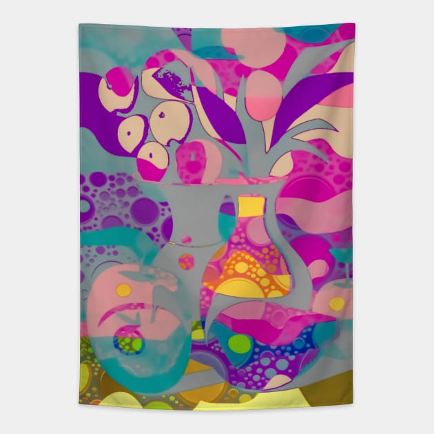 Abstract fruits and vase colorful pattern 1 Tapestry by Ch'I 