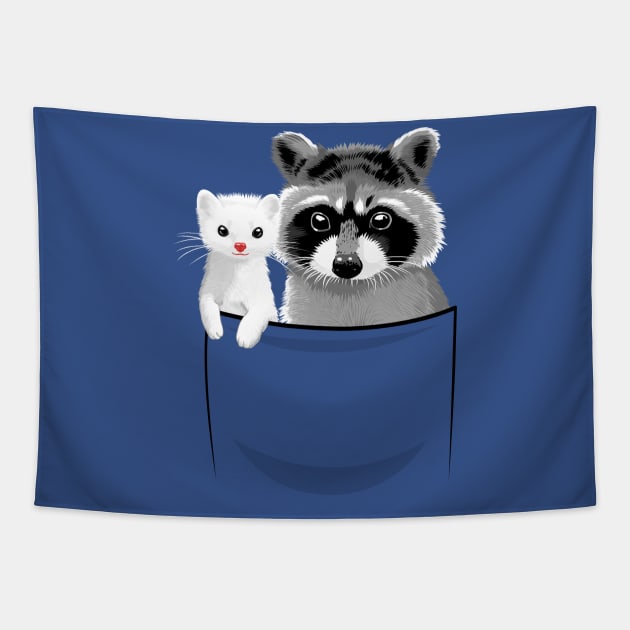 Raccoon and ferret in pocket Tapestry by albertocubatas