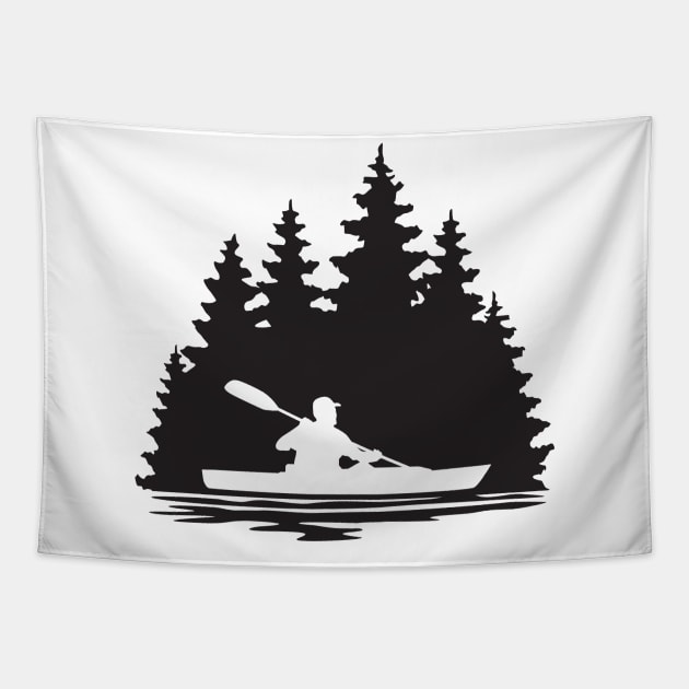 Silhouette of a kayaker paddling Tapestry by SAMMO