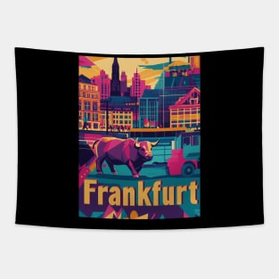 Discover the lively essence of Frankfurt, where modern architecture meets tradition. A dynamic cityscape comes alive at sunset, showcasing Tapestry