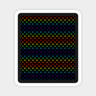 Black Rainbow Paw Prints and Polka Dots Pattern Magnet